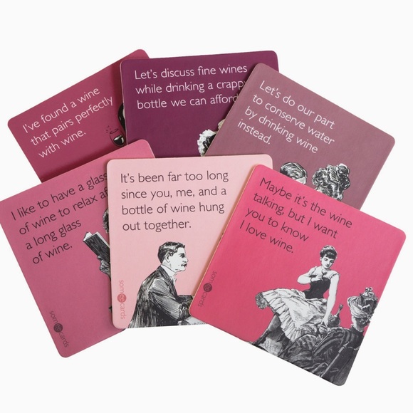 Wine Themed Someecards Novelty Fun Coasters Assorted 6 Pack - Picture 3 of 7